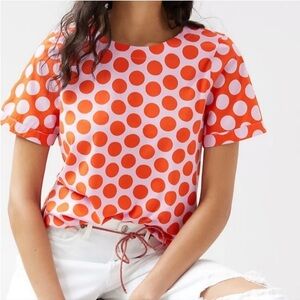 Maeve Anthropologie Top Blouse Pink Polkadot Small